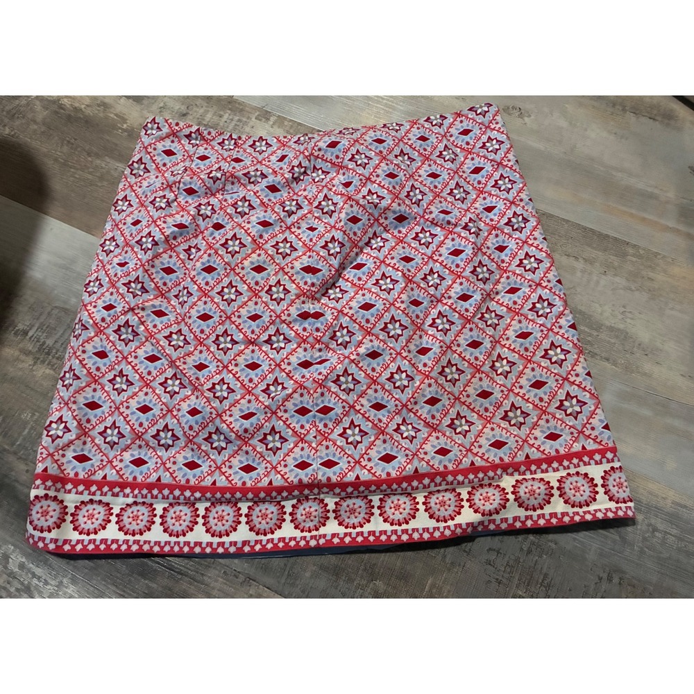 Talbots Petite Red Blue Geometric Diamond Star Print A-Line Skirt Size 10P